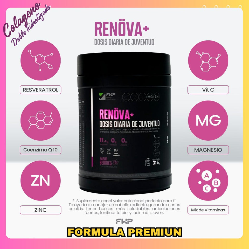 COLÁGENO RENOVA – ¡No más caída de cabello, arrugas ni dolor en los huesos!